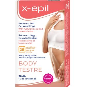 X-Epil Hidratáló gélgyantacsíkok hialuronnal testre - 20db